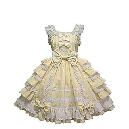 Smiling Angel Girls Sweet Lolita Dress Princess Lace Court Skirts Cosplay Costumes Yellow