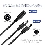 Tugermoola 6PCS DC Power Splitter Cable 1 Female to 2 Male Splitter Adapter Cord for LED Strip Light, Surveillance Camera 5.5 x 2.1mm OLA014