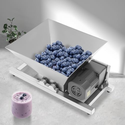 Electric Fruit and Apple Crusher 4L/1.06Gal Commercial Fruit Crushing Machine 60W 110V Stainless Steel Fruit Grinding Machine for Wine and Cider Pressing Large Bread and Brown Sugar Grinder