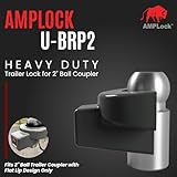 AMPLock - U-BRP2 Heavy Duty Trailer Coupler Lock, 2" RVs, Trailers & Boats Locker, Ball Coupler with Flat Lip Design, Patented 2-Parts Anti-Theft Lock with Push & Locking System, Ideal Trailer Locker