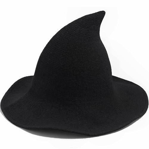 Leuceiy Halloween Witch Hat for Women Wide Brim Foldable Halloween Wool Hats for Party Cosplay Costume Accessory