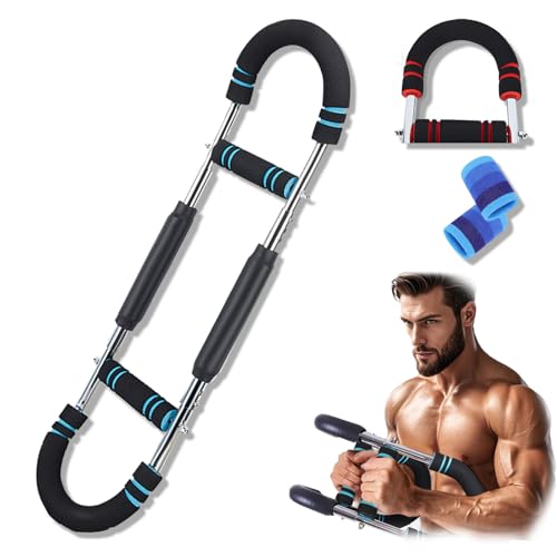 The Musclemight Trainer, Moonycozy Arm Trainer, Clingman Crush Chest Trainer, 60-110lb Adjustable Resistance Chest Expander, Portable Power Twister Bar for Men Women (Blue)