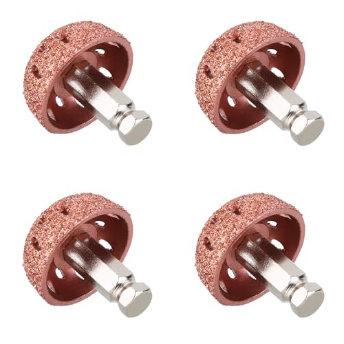Estink Tire Buffing Wheel, Pack of 4 Tungsten Alloy 38mm 70 Grid Tire Repair Grinding Head Coarse Grit Buffing Wheel with Linking Rod Replacement for Most of Tire Repair Works