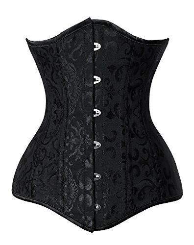 Charmian Women's 26 Steel Boned Brocade Underbust Waist Training Cincher Corset Black XXXX-Large
