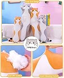 Cute Cat Plush Long Body Pillow Cuddle Cartoon Stuffed Animals Cat Plushie Soft Doll Pillows Gifts for Kids Girls (Orange, 51")