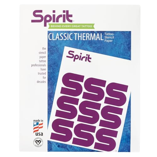 Spirit® Classic Thermal Tattoo Transfer Paper 8.5" X 11" - 100 Sheets, Tattooing Stencil Paper, Proudly made in the USA