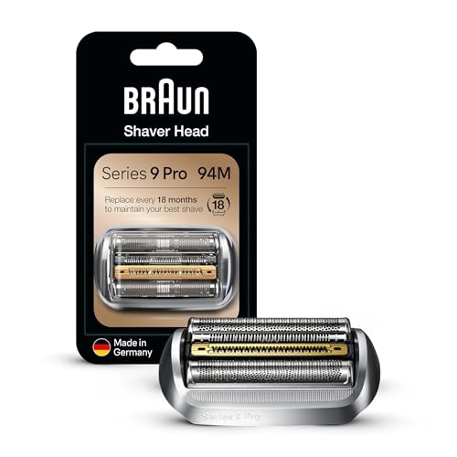 Braun Shaver Head Replacement Part 94M Silver, Compatible with Series 9 Pro and Series 9 Electric Razors for Men