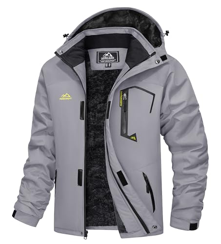 MAGCOMSEN Mens Skiing Jacket Water-Resistant Skiing Jacket Hooded Warm Jacket for Winter Mens Hiking Jacket with Pockets Snow Jacket