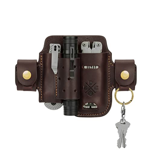 1791 EDC Multitool Sheath & Flashlight Holster, Leather EDC Pouch for Belts Also fits Knife and Keys - Compatible with Full Size Leatherman, Gerber, SOG Multitools - Action Snap, Burgandy