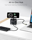 Baseus Magnetic Docking Station, 7-in-1 15W Wireless Charger for Magsafe, USB C Docking Station with 4K@60Hz HDMI, 100W PD, 10Gbps USB, SD Card Reader Compatible with iPhone 16/15/Mac/Dell/HP/Surface