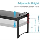 25.5 Inches 2 Pack Expandable Cabinet Shelves, Stackable Shelf Organizer for Kitchen Cabinet Countertop Storage, Adjustable Counter Cupboard Pantry Organizer Shelf Rack Stand Riser, Black