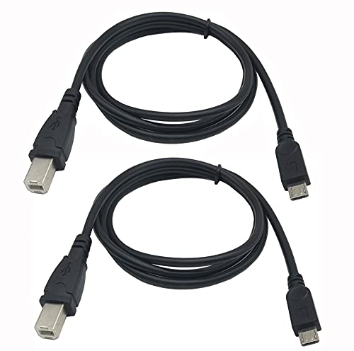 Traovien Micro USB to Printer Cable, 2PCS Micro USB 5pin Male to USB Type B Data and Charge Cable, Android Phone to Printer, Scanner, Electronic Midi Piano, Etc. (1M/3.3Feet)