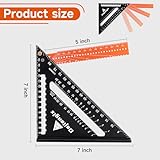 Dajianglx 7 Inch Folding Carpenter Square, Aluminum Framing Square Collapsible Combine and Foldable Triangle Ruler Extendable Arm Adjustable to 12 Inch, Woodworking Tool for Drawing and Angles