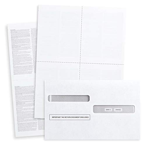 Blank 2024 W2 4 Up Tax Forms, 100 Employee Sets, Compatible with QuickBooks Online, Ideal for E-Filing, Works with Laser or Inkjet Printers, 100 Sheets and 100 Self Seal Envelopes