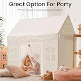 Tiny Land Play Tent with Padded Mat & LED Lights, Kids Tent, Playhouse for Kids, Indoor Bed Tent for Toddler, Toys for 3,4,5,6-Year-Old Girls, Neutral Color Play Room Furniture