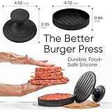 BRAVADIN Silicone Non-Stick Hamburger Press Patty Maker 1/3 lb with 100 Papers for 4.5-6" Patties with Ring Mold- Dishwasher Safe Burger Smash Press for Griddle-Burger Shaper Form Tool