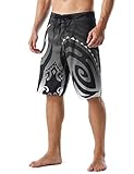 unitop Men's Surf Swim Trunks Summer Quick Dry Printed Gray 36