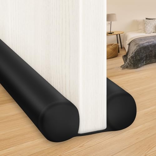 MAXTID Large Door Draft Stopper 30 Inch for Small Size Bedroom Door, Fits 0.5 to 1.7" Gaps Draft Light Blocker Black Door Draft Guard for Bottom of Doors Adjustable Twin Sided Door Draft Stopper