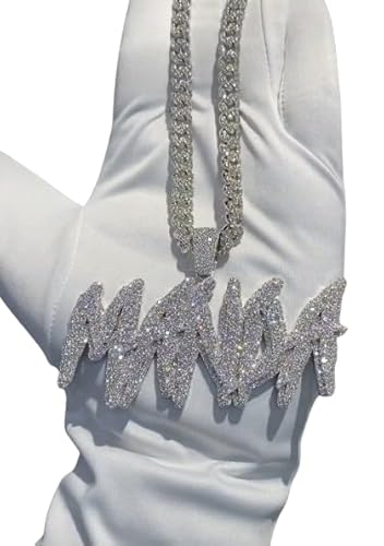 3.4ct Pass Diamond Tester Iced Out Diamond Custom Letter Hip Hop Pendant Men's Double Decker Name Pendant 3.4 Ct Round Simulated Diamond 14k White Gold Finish 925 Sterling Silver