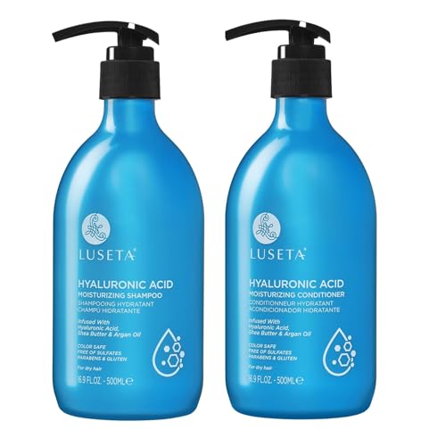 Luseta Hyaluronic Acid Moisturizing Shampoo & Conditioner Set for Dry and Damaged Hair, Sulfate Free Shampoo and Conditioner for Women Infused with Argan Oil and Shea Butter Paraben-Free2 x 16.9oz