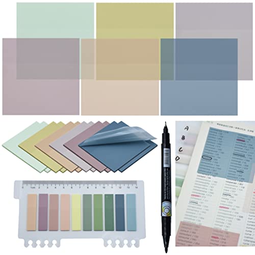 YOUDEFUL 800Pcs Transparent Sticky Notes, 3"x3" Clear Sticky Notes, Waterproof Translucent Sticky Note Pads for Books Annotation, Clear Post it Notes for Bible Study, School, Office（Morandi）