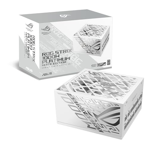 Asus ROG Strix 1000W Platinum White PSU, Fully Modular, 80+ Platinum, ATX 3.1, PCIe 5.0, GaN MOSFET, Intelligent Voltage Stabilizer