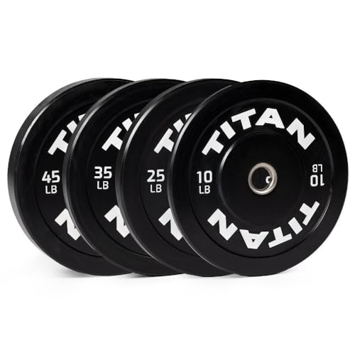 Titan Fitness 230 LB Set Economy Series Black Olympic Bumper Plates, Durable Rubber Exterior with Steel Core, Weightlifting and Strength Training Weight Plates
