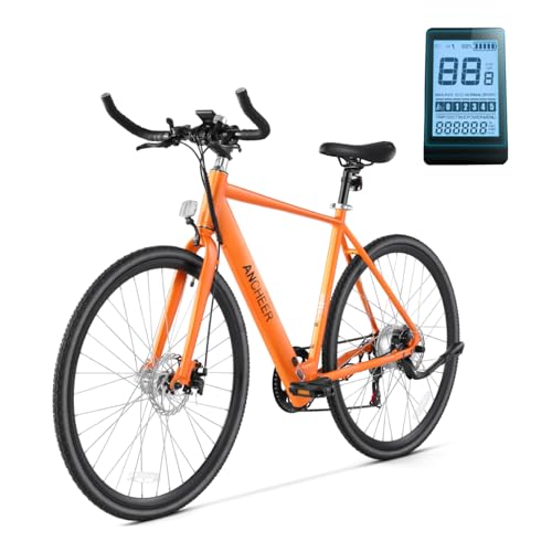 ANCHEER Electric Bike for Adults, 20MPH, 700C Wheel Commuter Bicycle with 36V Battery, Center Digital Display, Dual Disc Brakes, 7 Speed Road Bike, Light Weight, Electric Bicycle for Adults Teens