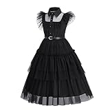 RUXINRUA Black Costume Dress, 4-13 Years Girls Outfits with Accessories Dress Up Set, Family Halloween Cosplay Party (5-6 years)