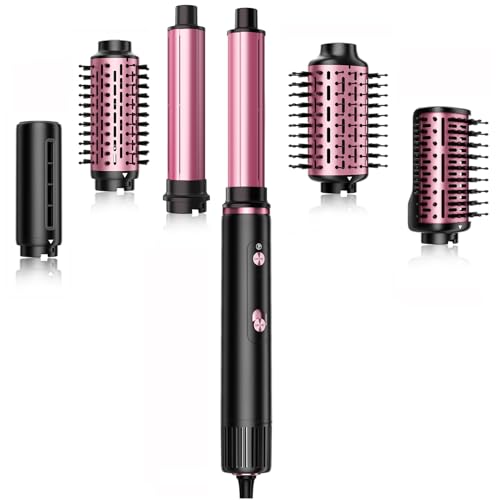SKIMI Hair Dryer Brush and Blow Dry Brush, Multi-Hot Air Styler with 110000RPM Brushless Motor, Hot Air Brush for Fast Drying Curling Volumizing Straightening&Styling, High-Speed (Black&Blush Red)