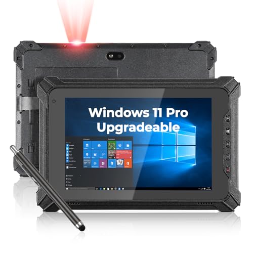 MUNBYN Rugged Windows Tablet with Barcode Scanner IRT06, 8" Windows 11 Pro Upgradeable, Equip with Honeywell N4680, 1D/2D QR Inventory Scanner, 8GB+128GB Industrial Tablets for ERP WMS