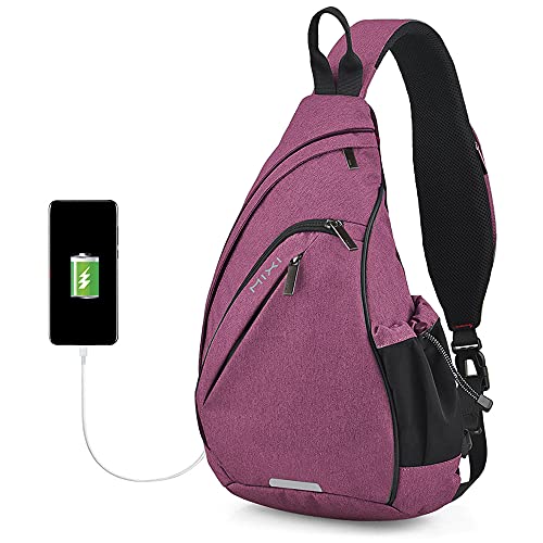 Sling Bag Men Backpack Unisex One Shoulder Bag Hiking Travel Backpack Crossbody with USB Port Versatile Casual Daypack