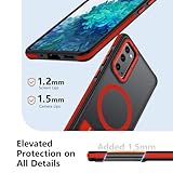 Mondelete for Samsung Galaxy S20 FE Case, [Compatible with MagSafe], Adjustable Kickstand,Military Grade Drop Tested, Translucent Matte Phone Case for Galaxy S20 FE Case (Red)