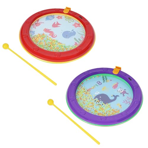 OPPA 2 Pcs 8" Ocean Drums with Ocean Sounds for Kids, Sea Drums with Wave Beads for Baby, Musical Instruments Percussion for Toddlers