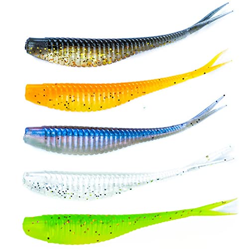 Artificial Perch Soft Baits Soft Fishing Lures Soft Paddle Tail Fishing Swimbaits Lures 100PCS,2.76 Inchs Fishing Baits