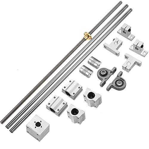 N/C Linear Motion Rod Guide & 300mm 8mm Lead Screw, 4PCS SK8 Bearing & 4PCS SCS8UU & 2PCS Flexible Shaft Couplings