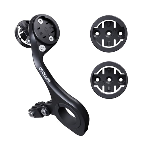 CYCLAMI M6W Out Front Bike Mount for Garmin, Wahoo, Bryton, iGPSPORT, XOSS, CooSpo Computer, GoPro, Lights - Multi-Position Adjustable Extension Holder Fits 25.4/31.8mm Handlebars (3*Mounting Bases)