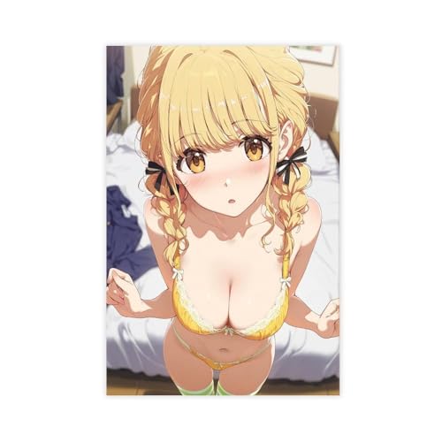AI Girl, Japanese Anime, Long-haired Beauty, Stockings, Bikini, Sexy Lingerie, Blonde Beauty 2 Canvas Poster Wall Art Decor Print Picture Paintings for Living Room Bedroom Decoration Unframe: Unf