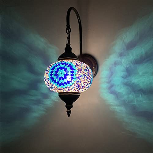 errzom Turkish Outdoor Waterproof Wall Lights Moroccan Mosaic Sconce Wall Lamp Fixture Vintage Bohemia Outside Lights for Outdoor Balcony Aisle Hallway Courtyards,E14,110-240V, 7 Inches,E