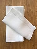 White Linen Hem Stitch Dinner Napkins - Set of 12 20"x20"-Ladder Hem Stitch 100% Linen Cloth Napkins-Super Value Bulk 12 Pack