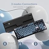 RK ROYAL KLUDGE RK98 Wireless Mechanical Keyboard, Triple Mode 2.4G/BT5.1/USB-C Hot Swappable Keyboard with Number Pad, Pre-lubed Linear Switches RGB Backlit Gaming Keyboard, Software Support