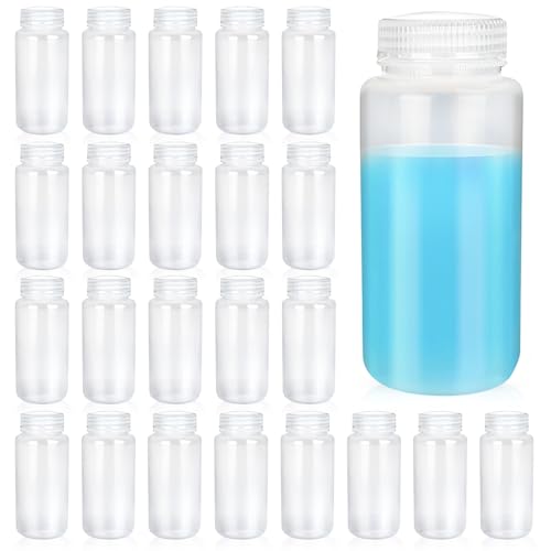 Dapuri 20 Pcs 16oz 500 ml Plastic Sample Bottle Wide Mouth Reagent Bottle Water Sample Bottles Lab Grade Polypropylene Bottles Containers for Laboratories Classroom