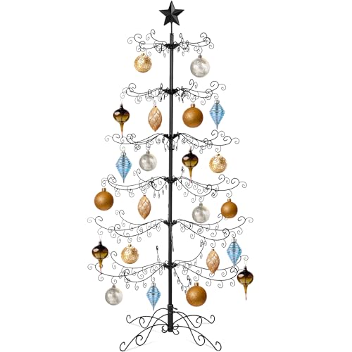 Best Choice Products 6ft Wrought Iron Ornament Display Christmas Tree w/Easy Assembly and Stand - Black