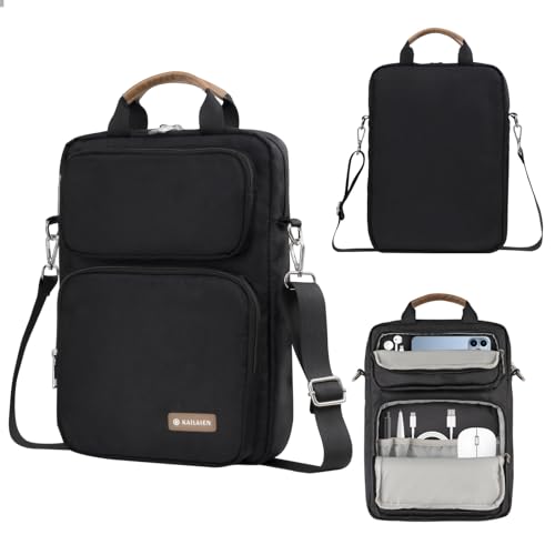 Kailaien 10-13 Inch Tablet Sleeve Bag, Ipad Bag for 13 In/11 in New iPad Pro M4 & 13 in Air M2 2024,iPad Pro 12.9 M2&M1,Ipad 10.9,Galaxy Tab S8+/S9+ 12.4,with Removable Shoulder Strap(Black)