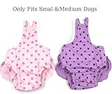 2 Pieces Washable Female Diapers with Suspender Comfort Reusable Doggy Diapers Reusable Puppy Sanitary Panties Dog Underwear Diaper for Small Girl Dogs in Period Heat (Pink&Purple, S)