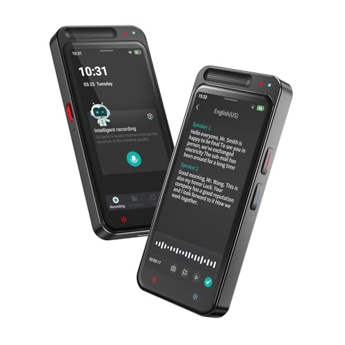 AI Voice Recorder with Playback, Digital Voice Recorder with AI Transcription, Summary, Translation, Full Touch Screen Recorder with 64GB, Audio Recorder Device for Meetings, Lectures, Interviews