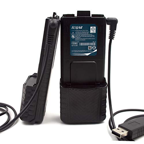 (2-Pack) 7.4V 3800mAh BL-5L Extended Battery Replacement for UV-5R UV-5RTP UV-5R Plus UV-5RX3 BF-F8HP RD-5R UV-5X3 BF-F9 Two Way Radio with USB Charging Cable