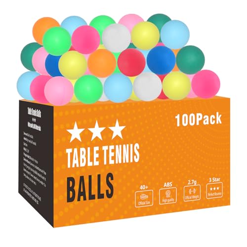 meizhouer Ping Pong Balls Bulk: 100 Pack 3 Star Colored Table Tennis Balls for Outdoor Practice Yard Party Kids Game Cat Toys (Pack of 100 - Multicolour)