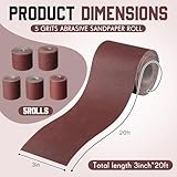 Dimsile 5 Rolls 3" Wide Emery Cloth Roll Abrasive Sandpaper Assortment Pack 80 150 240 320 400 Grits Sandpaper for Metal Wood Polishing(100 Feet, Each Roll 20 Feet)