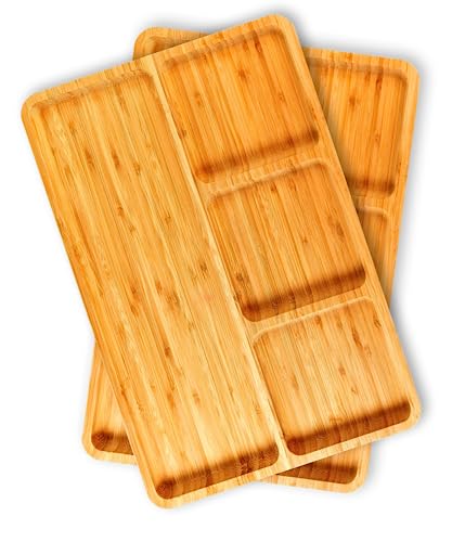 BAMBOO LAND - Bamboo 4-Section Divided Plate, Portion Control for Weight Loss Adults